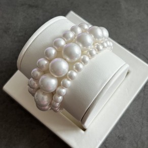 왕진주 화이트 3사이즈 스트레치 벤딩 팔찌 세트 3 Size Stretch Bending White Pearl Bracelet Set