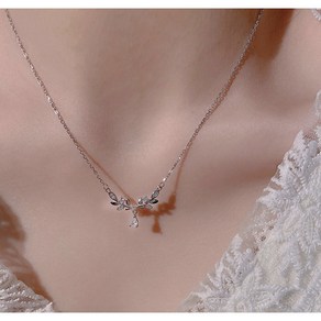 [925 Silve] 델리아 월계수 실버 목걸이 데일리 레이어드 은 실버 주얼리 직장인 오피스룩 하객룩 대학생 코디