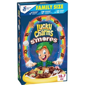 Lucky Chams S'moes 마시멜로 시리얼 패밀리 사이즈 530.1g18온스, Lucky Chams S'moes 마시멜로 시리얼,, 1개