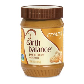 Eath Balance Ceamy Peanut Butte and Flaxseed Sp Eath Balance 크리미 땅콩 버터와 아마씨 스프레드 비건 및 프리 16, 1개, 453g