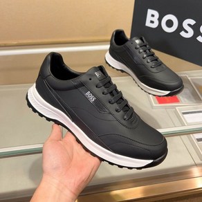 HUGO BOSS 남성 가죽 운동화 블랙 50472347-002