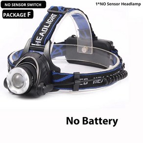 낚시헤드랜턴 100000 루멘 LED 헤드램프 센서 헤드라이트 T6 L2 V6 손전등 방수 충전식 헤드 램프 토치 강력한 캠핑 조명, [06] Package F, [02] L2-High Bightness, 1개