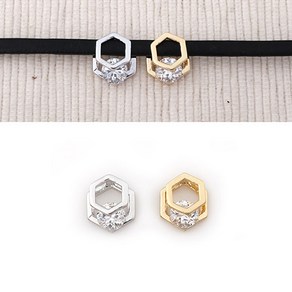 비즈아이 [7087-13]큐빅펜던트 큐빅육각통과형 8x10mm 납작가죽줄3mm통과 1개