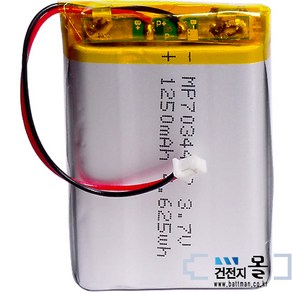 맥스파워 리튬폴리머 충전용 건전지 MP703448P-PCM (3.7V 1250mAh) C51021RB (KC인증제품), 1개, 1개입