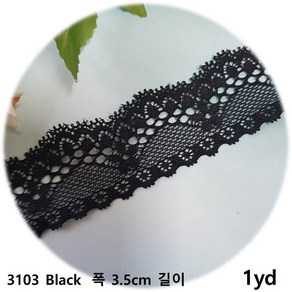 dklace 스판레이스모음 / 레이스 3103 폭 3.5cm 자가드, 블랙, 1개