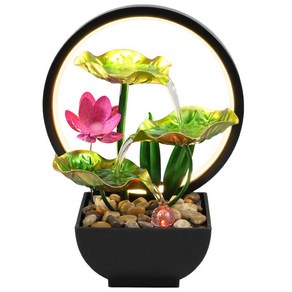 실내 분수대 폭포 탁상 분수 작은 바위 링 조명 데스크탑 장식, [01] A, 1) A