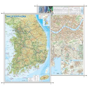 영문판 우리나라지도 MAP OF SOUTH KOREA 소형 코팅족자형 높낮이별 색상구분 대한민국지도 남한 지리 지세 지형