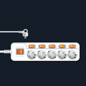 현대일렉트릭 국내 개별 스위치 멀티탭 멀티코드 16A 방수방진, 1.5m, 5구, 1개