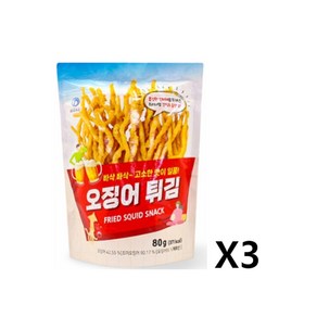 [수산곳간] 크리스피 오징어 튀김 스낵, 80g, 3개