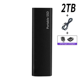 외장 SSD 하드 드라이브 1TB 디스크 고속 USB3.1 모바일 스테이트 노트북 맥용, BLACK-2TB