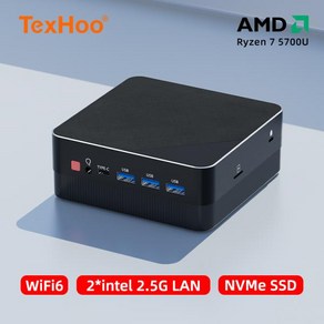 TexHoo 4 디스플레이 미니 PC AMD RYZEN 7 5800U 포켓 듀얼 DP HD-MI LAN C타입 와이파이 6 DDR4 16GB 1TB, 1개, 05 R5 4500U NO RAM SSD, 한개옵션2