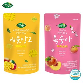 자연생각 아이스티 애플망고10팩 +복숭아10팩 (총20팩), 190ml, 40개