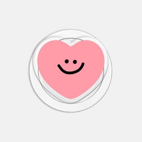 [맥세이프톡] 스마일 하트. 마그네틱 자석 스마트 아크릴 플라톡 핸드폰그립 톡홀더 캐릭터 아이폰 갤럭시 케이스 제작 투명 커플 우정 휴대폰 거치대, 화이트, 1개