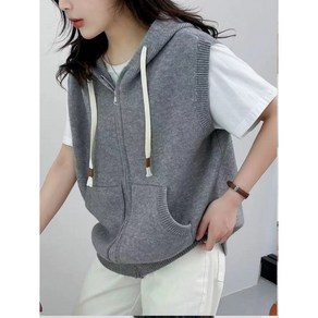 [2024 F/W] 후드 집업 니트 조끼 가을 레이어드 민소매 베스트 캐주얼 데일리룩