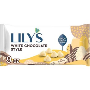 LILY'S 무설탕 화이트 초콜릿 스타일 베이킹 칩 레이다운 백 255g(9oz), LILY'S 무설탕 화이트 초콜릿 스타일 베이킹 칩 레, 255g, 1개