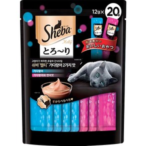 쉬바 멜티 고양이 파우치 간식 가다랑어 10p + 가다랑어와 연어 10p, 혼합맛(가다랑어/가다랑어와연어), 240g, 1세트