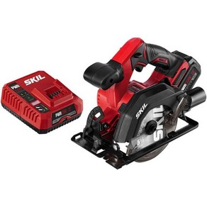 SKIL PWR CORE 12 브러시리스 12V 컴팩트 5-1/2인치 원형 톱 4.0 포함아 리튬 배터리 및 JUMP 충전기 - CR541802 빨간색, 1세트