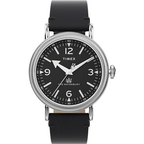 Timex 남성용 Watebuy 트래디셔널 40mm 시계 블랙/화이트/스테인리스 스틸 40mm 워터버리 클래식 시계