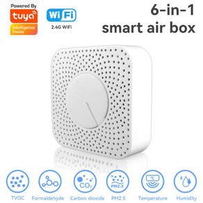 측정기 공기질 이산화탄소 미세먼지 실내 Tuya 공기 품질 모니터 WiFi Zigbee Co2 미터 6-in-1 센서 PM2.5 포름알데히드 TVOC CO2 온도 습도 감지기, 1)WiFi