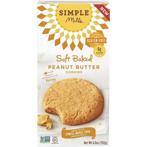 6.8 Ounce Simple Mills Soft Baked Cookies Peanut 6.8 온스 Simple Mills 소프트 베이크 쿠키 땅콩 버터 천연 글루튼 프리, 1개, 192g