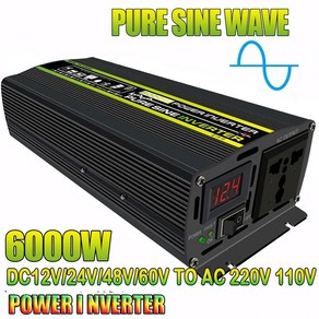 태양광 인버터 사인파 12000W 순수 가정용 220V 10000W 110V 야외 시스템 태양열 24V 자동차 to 48V RV DC12V, 6000W No Remote, DC48V, 220V 50Hz, 1개