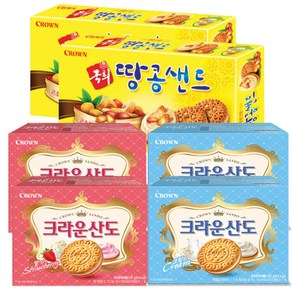 크라운 산도 딸기161g +산도 밀크161g +국희 땅콩샌드372g 각1개씩(총3개))