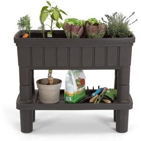 Simplay3 American Home Raise Garden Bed 야외 플랜터정원 도구 보관 선반 포함 36인치 x 30인치 H 다크 브라운, 1개