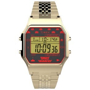 Timex T80 x 34mm 18 : TW2V30100YB) 공간 침입자 석영 스테인레스 스틸 스트랩 골드