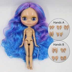 관절 인형 ICY DBS 블라이스 16 bjd 바디 황갈색 피부 광택 얼굴 30cm 장난감 무작위 눈 색상, 3) nude doll with hands, 1개