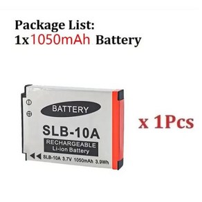 삼성 카메라용 배터리 1050mAh SLB-10A SLB10A SLB 10A PL50 PL60 PL65 P800 SL820 WB150F WB250F WB350F WB750 WB80, 1) 1Pcs Battey, 1) 1Pcs Battey