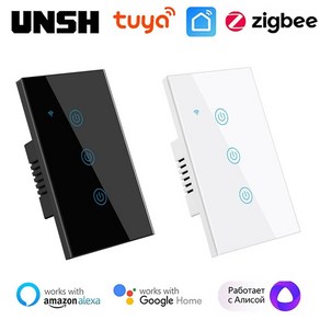 Tuya Zigbee 스마트 터치 스위치 중성선 중성선 없음 라이트 패널 스위치 Yandex Alice Alexa Google Home과 함께 작동 EU US, 1개