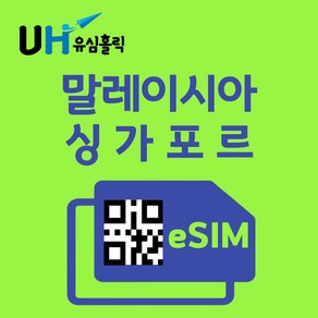 유심홀릭 말레이시아 싱가포르 이심 eSIM 데이터 무제한 FM e심, 4G 무제한 (5Mbps 속도), 1일, 1개