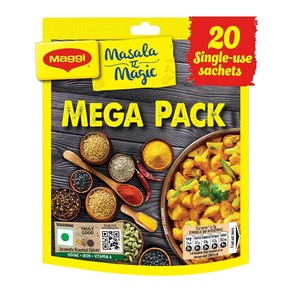 인도정품 매기 라면 MAGGI Masala-Ae-Magic (20팩) 건조 야채용 올인원 마살라 파니르 달 총120g, 마살라애-매직, 1팩