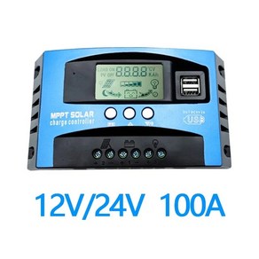 태양광충전 USB 및 80A 컨트롤러 충전 태양광 50A LCD 12V 30A 방전 100A 듀얼 MPPT 디스플레이 24V 자동, 1개