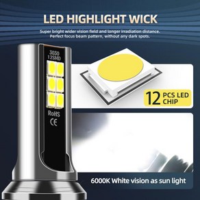 LED 안개등 Canbus H9 자동차 전구 6000K 12SMD 램프 기아 니로 2016 플러그 앤 플레이 80W 2x H11, 01 6000 천개 차가운 흰색