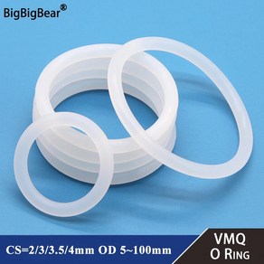 VMQ 식품 등급 실리콘 O-링 두께 CS 2/3/3.5/4mm 흰색 고무 도장 링 OD 5-100mm 내열성 50 개, 111)OD 40mm - 50pcs-CS 3.5mm, 50개