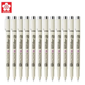 사쿠라 피그마 마이크론 04/0.4mm 1타(12자루) 일러스트/드로잉 피그먼트펜 세밀한 표현, 1개