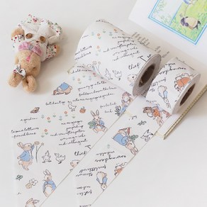 [폭4cm/10cm] 면20수평직 숲속 동물친구들 바이어스 래빗스토리, 1개