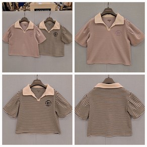 [오후] 24년 여름. #빠른 배송# 아동 주니어 트랜디핏 시원하고 멋스러운 아동 주니어 스쿨 데일리로 멋짐!! 스트라이프 카라 크롭 티 OHRA24351