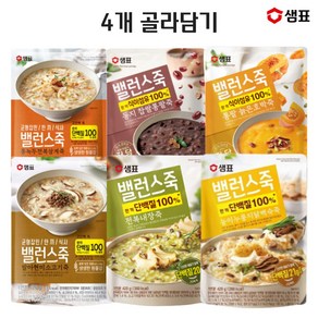 샘표 밸런스죽 420g 파우치 간편 즉석죽 4개 골라담기, 발아현미소고기죽2개+통녹두전복삼계죽2개, 1세트, 1.68kg