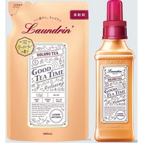 란도린 섬유유연제 우롱티 향 본품 600ml + 리필 480ml 일본 발송, 본품+리필, 1개