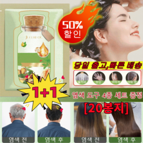 1+1 JUELREOU 식물 추출 버블 염색제 버블염색약 ppd없는염색약 새치염색 식물염색샴푸 염색 도구 추가 배송, 네이처블랙, 200ml-[20봉지+헤어팩+도구], 200ml, 2개