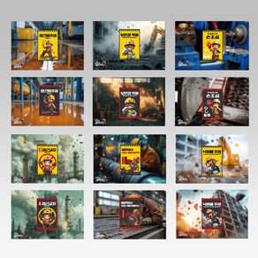 [픽스] 각종 안전 표지판 모음 안내판 안전주의 공사현장 작업장 낙하물주의 화기엄금 감전위험 미끄럼주의 보안경착용 접근금지 등, 옐로우, 1개
