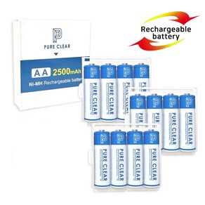 퓨어클리어 AA 2500mAh 12알 케이스포함 충전지 건전지 배터리, 퓨어클리어 AA 2500mAh 12알 (케이스포함)