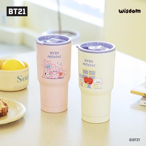 BT21 텀블러 스테인레스 보온보냉 차량용 캠핑용 580ml, 베이지 (Beige), 1개