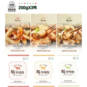 [육즙한입] 소특수부위 3종세트 소곱창+소막창+소대창-참소스 별도 증정, 3개, 200g