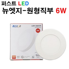 퍼스트LED 뉴엣지 원형직부 6W 주광색 주백색 직부등, 화이트 테두리-주광색, 1개