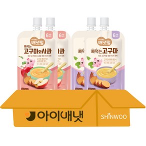 [아이배냇] 배냇밀 베베 짜먹는 유아용 간식 2종 고구마 2개 + 사과 2개, 1세트, 600g, 고구마2 + 사과2