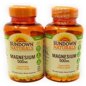 Sundown Natuals Magnesium 선다운 내추럴 마그네슘 500mg 180정 2팩, 2개