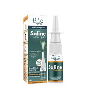 Bibo Spay  Saline Nasal Spay 툴시와 자일리톨로 강화  면역력 강화  펌프 스프레이  프리미엄 아유르베다  15ML, 1개